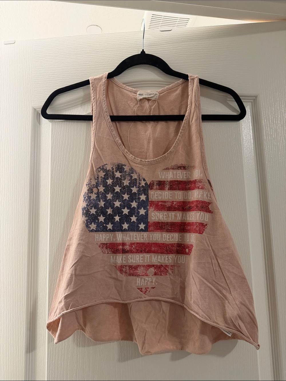 The Classic Light Pink Tank Top with American Flag Heart Graphic